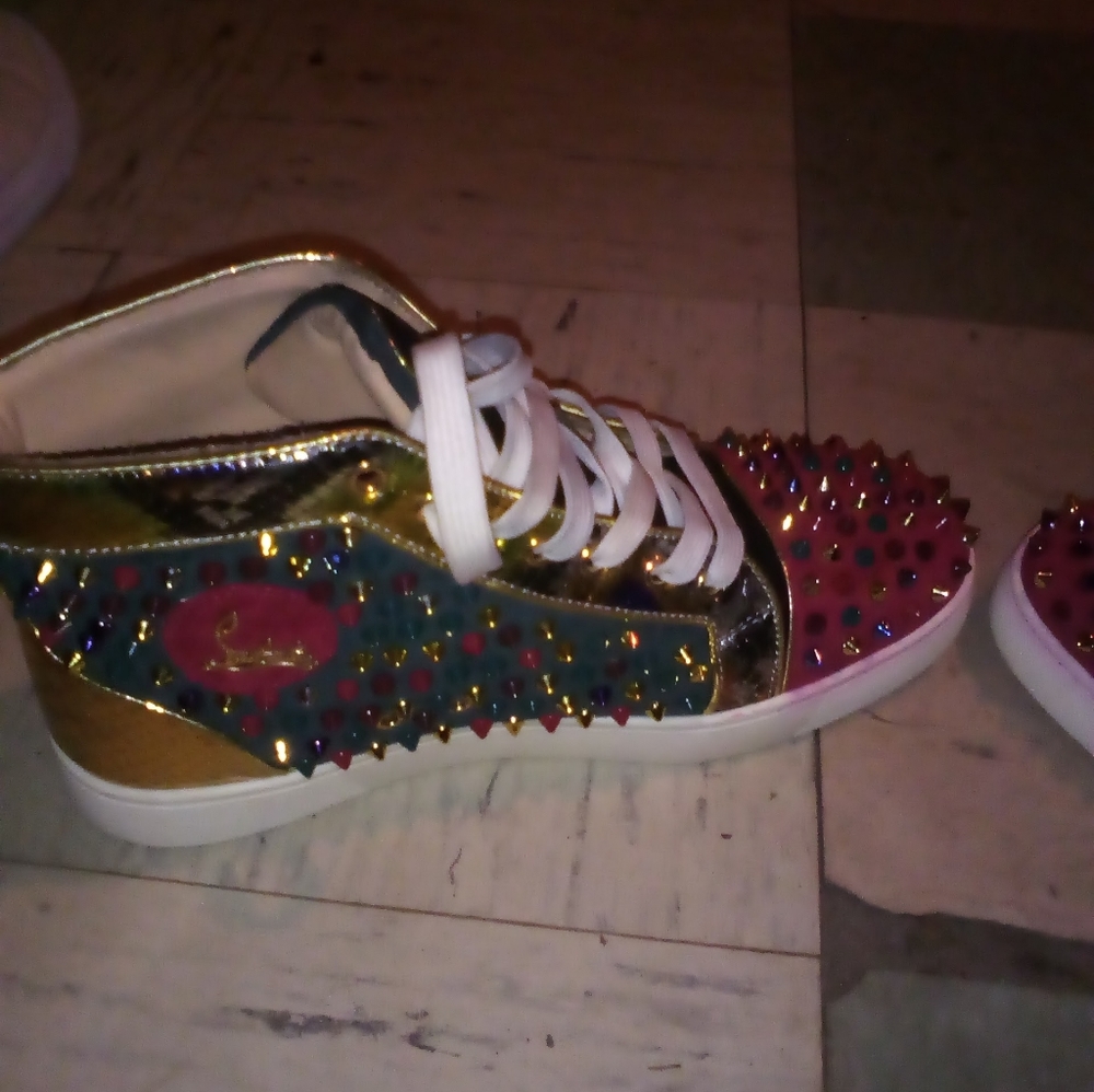 Christian Louboutin High Top Laminato Dino Spikes Yang Louis Muti-color  Size 10 - Picture 8 of 16